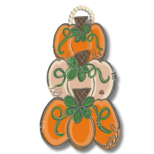 Tan Pumpkin Stack Door Hanger image 0