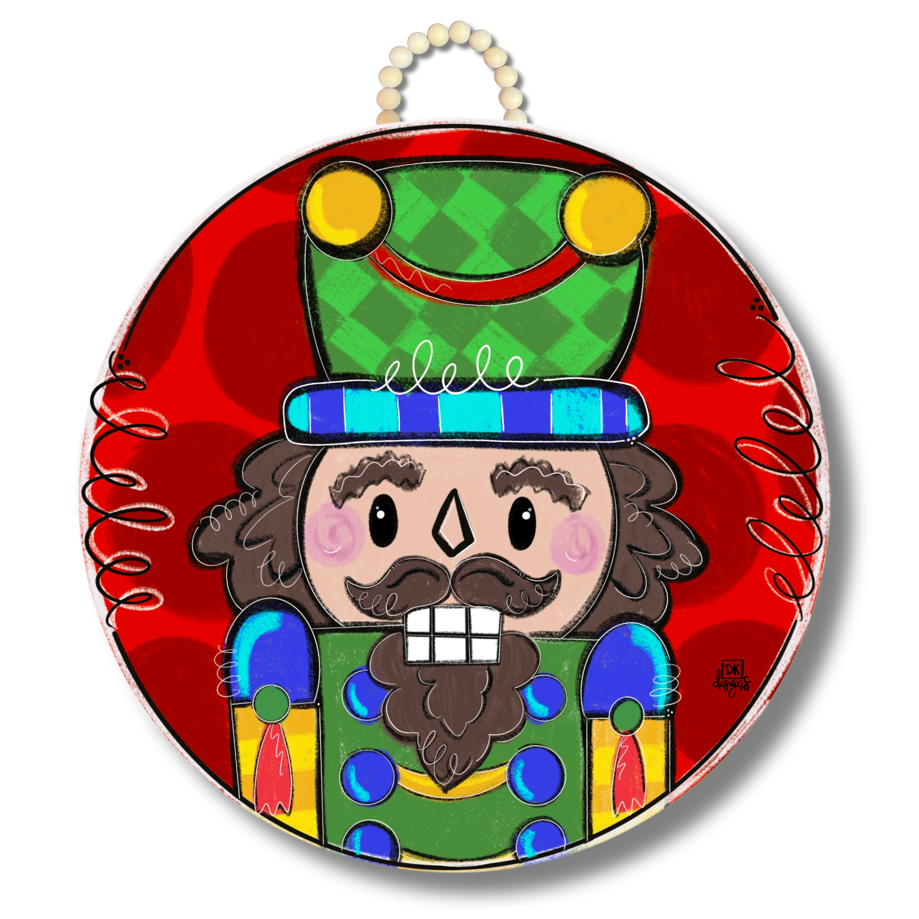 Red Circle Nutcracker Door Hanger
