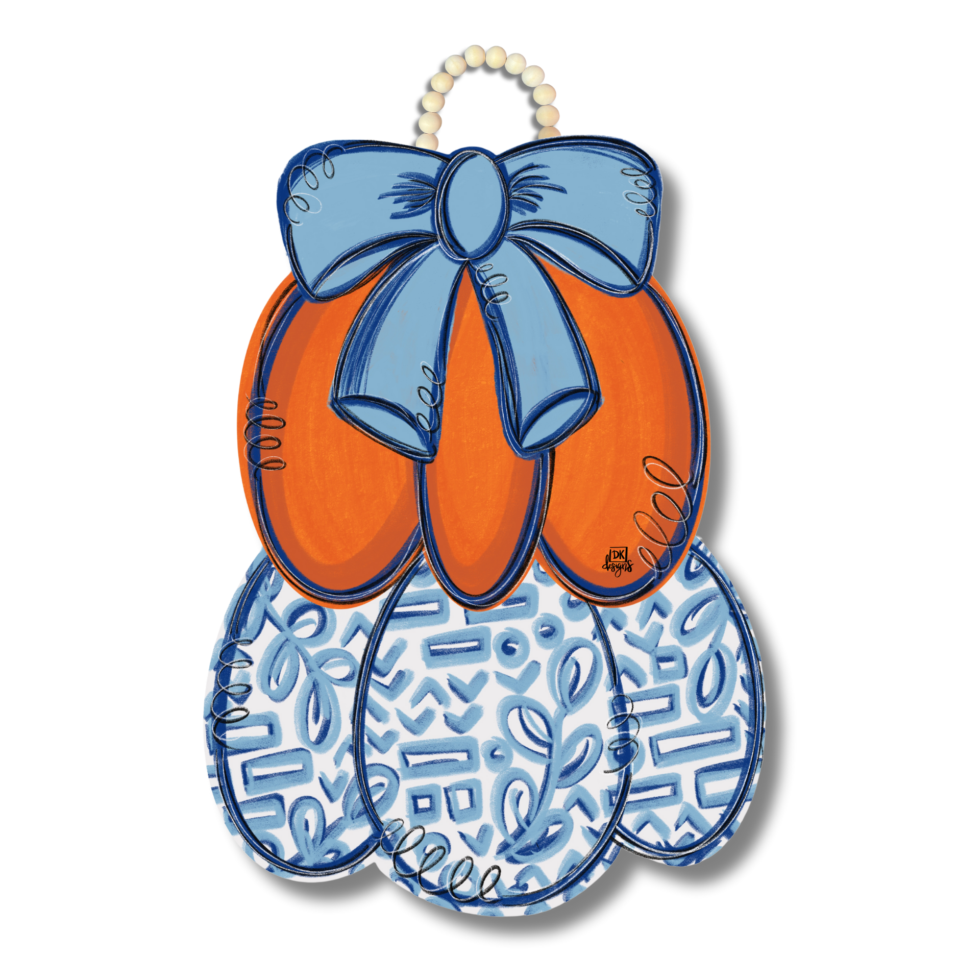 Chinoiserie Pumpkin Door Hanger