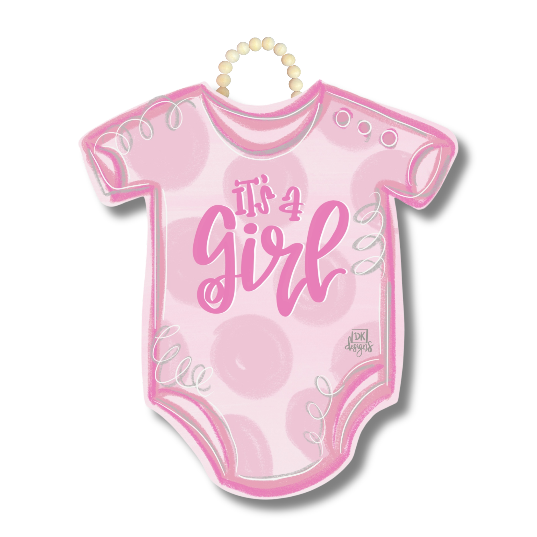 Pink Onesie It's a Girl Door Hanger