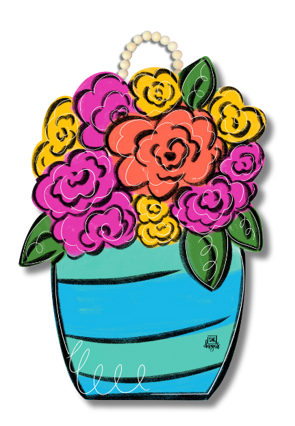 Blues Flower Jar Door Hanger