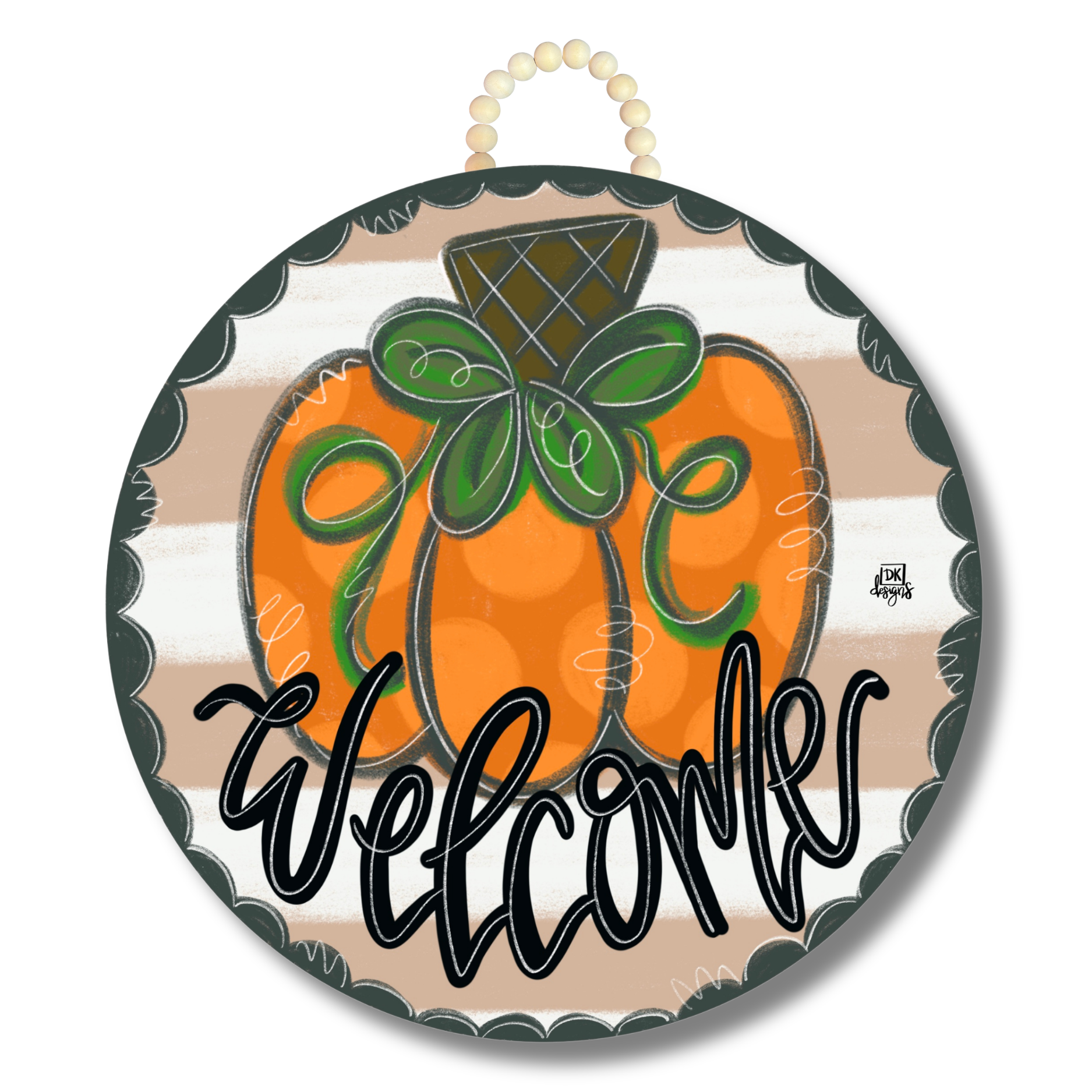 Tan Pumpkin Circle "Welcome" Door Hanger