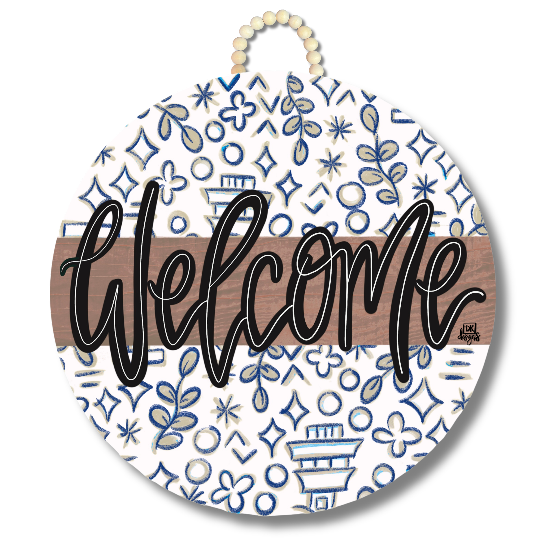 Mocha Chinoserie Door Hanger