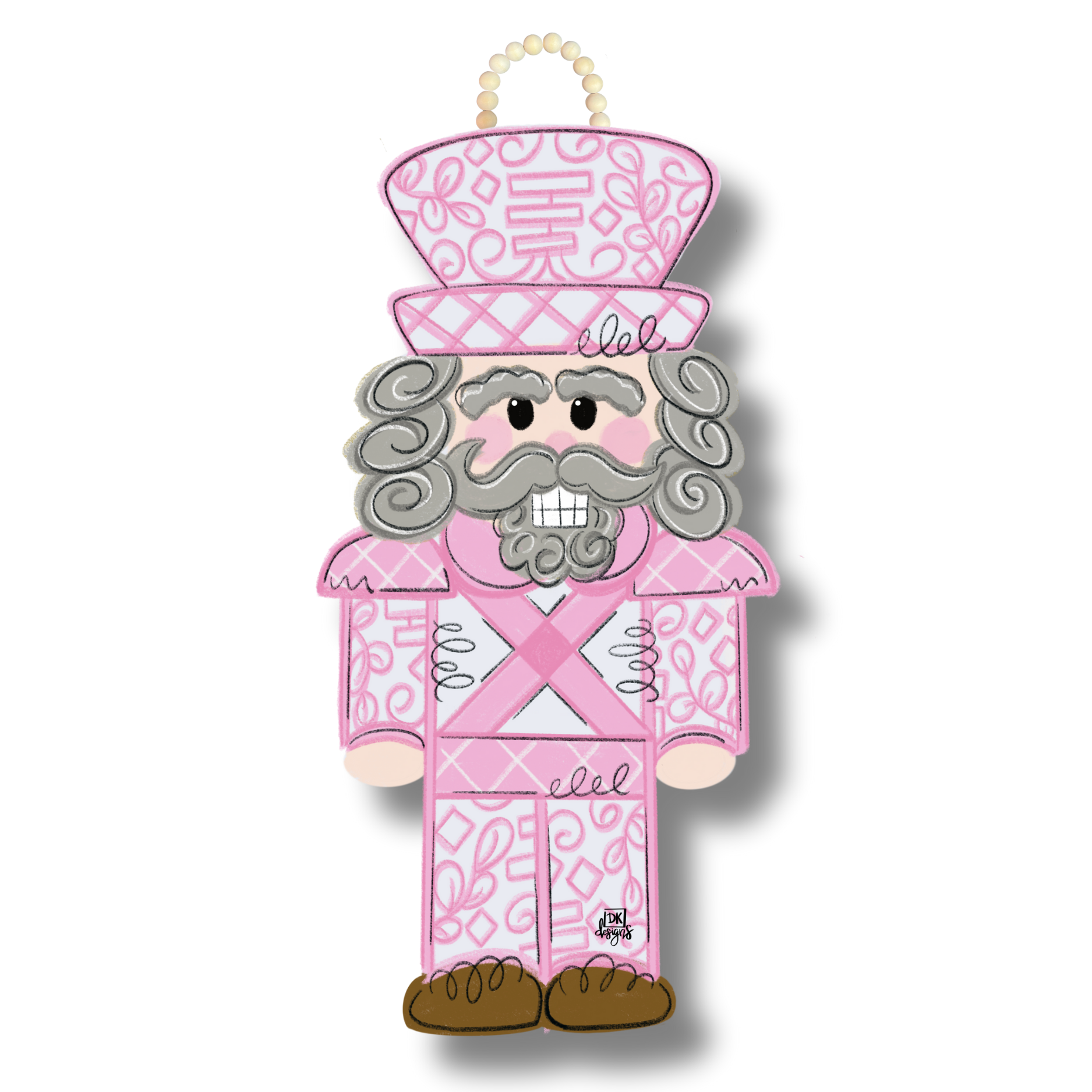 Pink Chinoserie Nutcracker Door Hanger