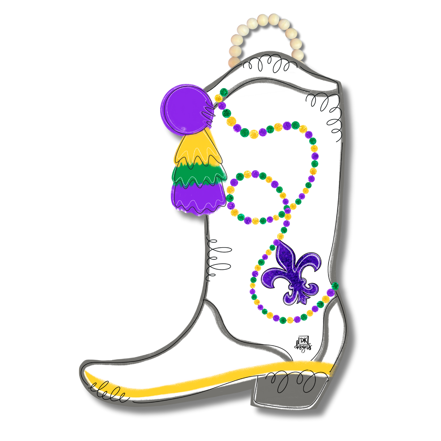 Mardi Gras Boot Door Hanger