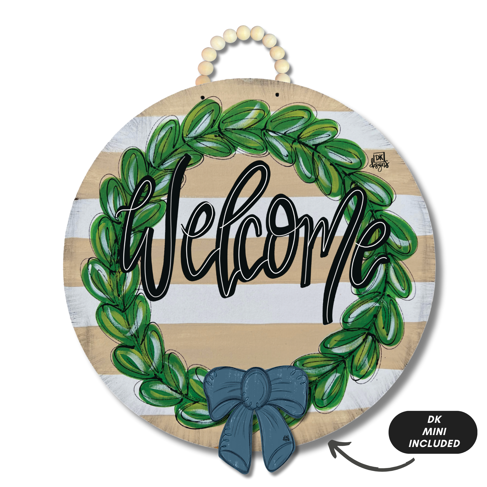 Tan "Welcome" Wreath Hanger + Mini
