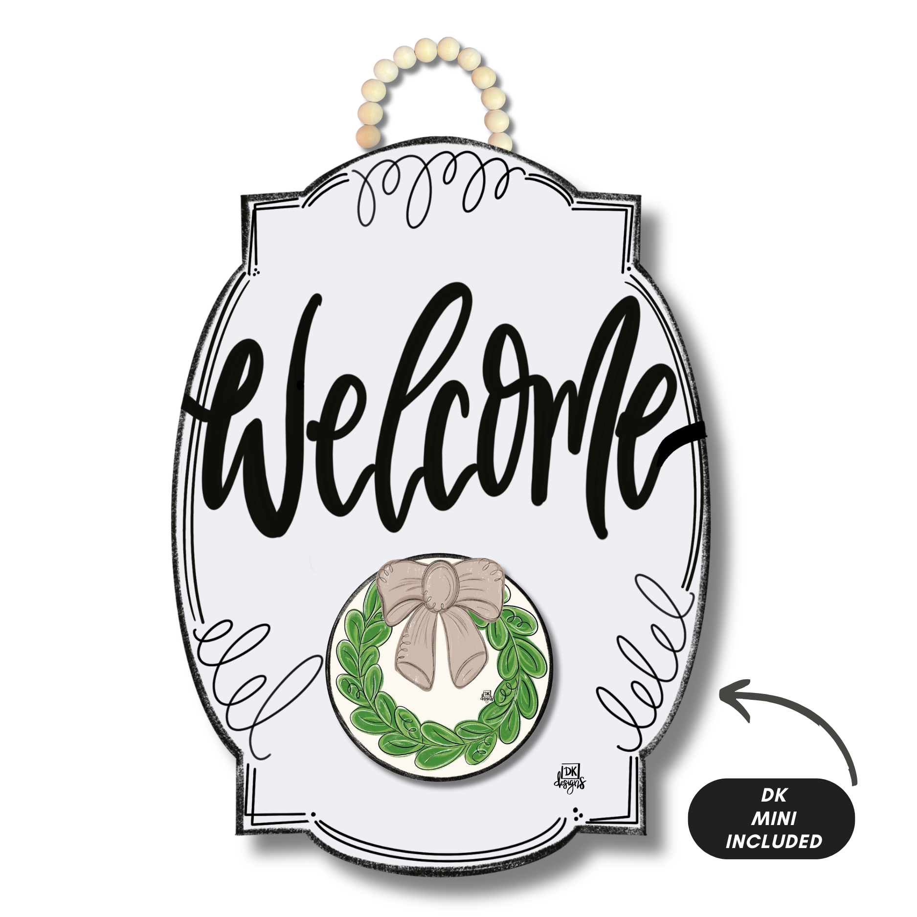 White Bloom "Welcome" Hanger + Mini