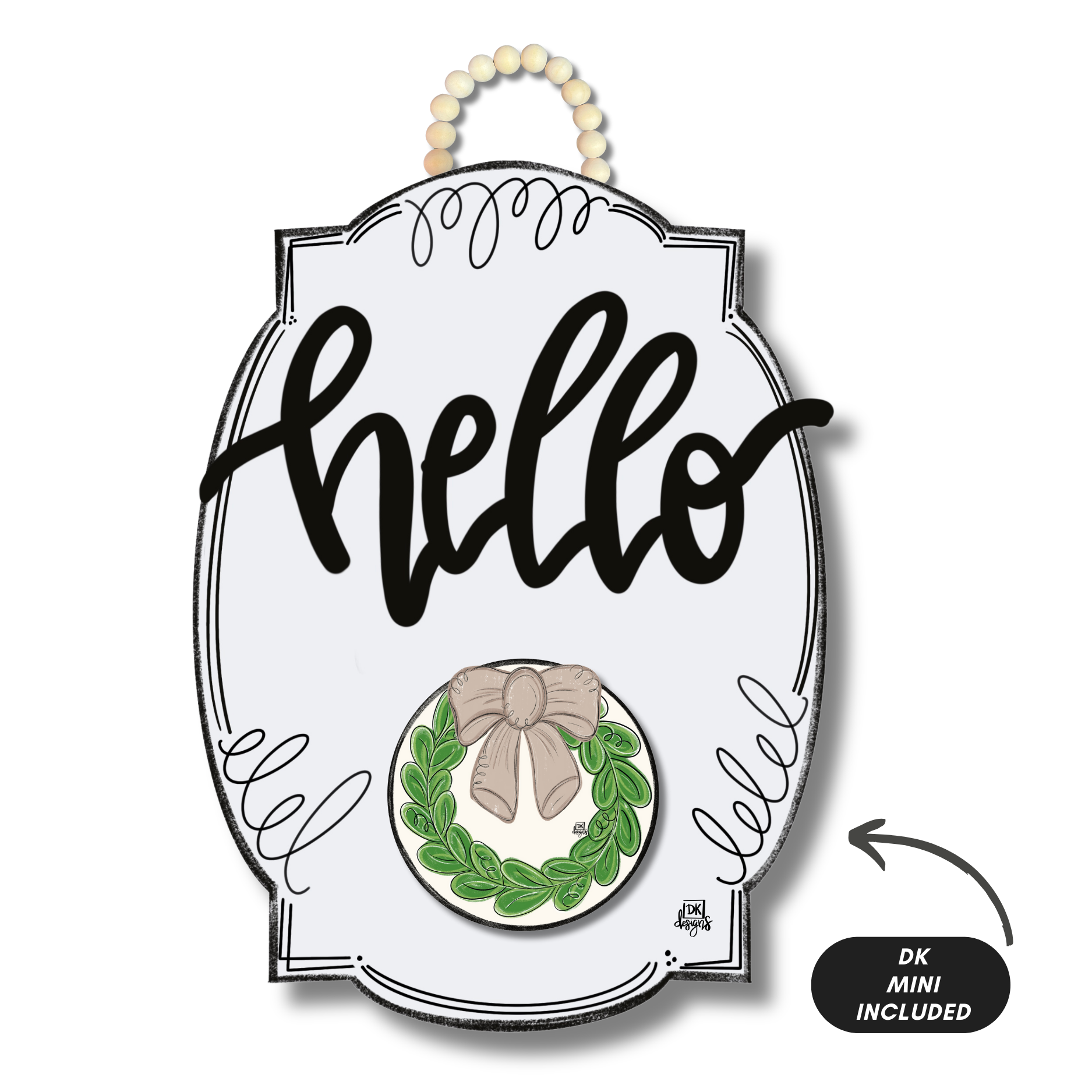 White Bloom "Hello" Hanger + Mini