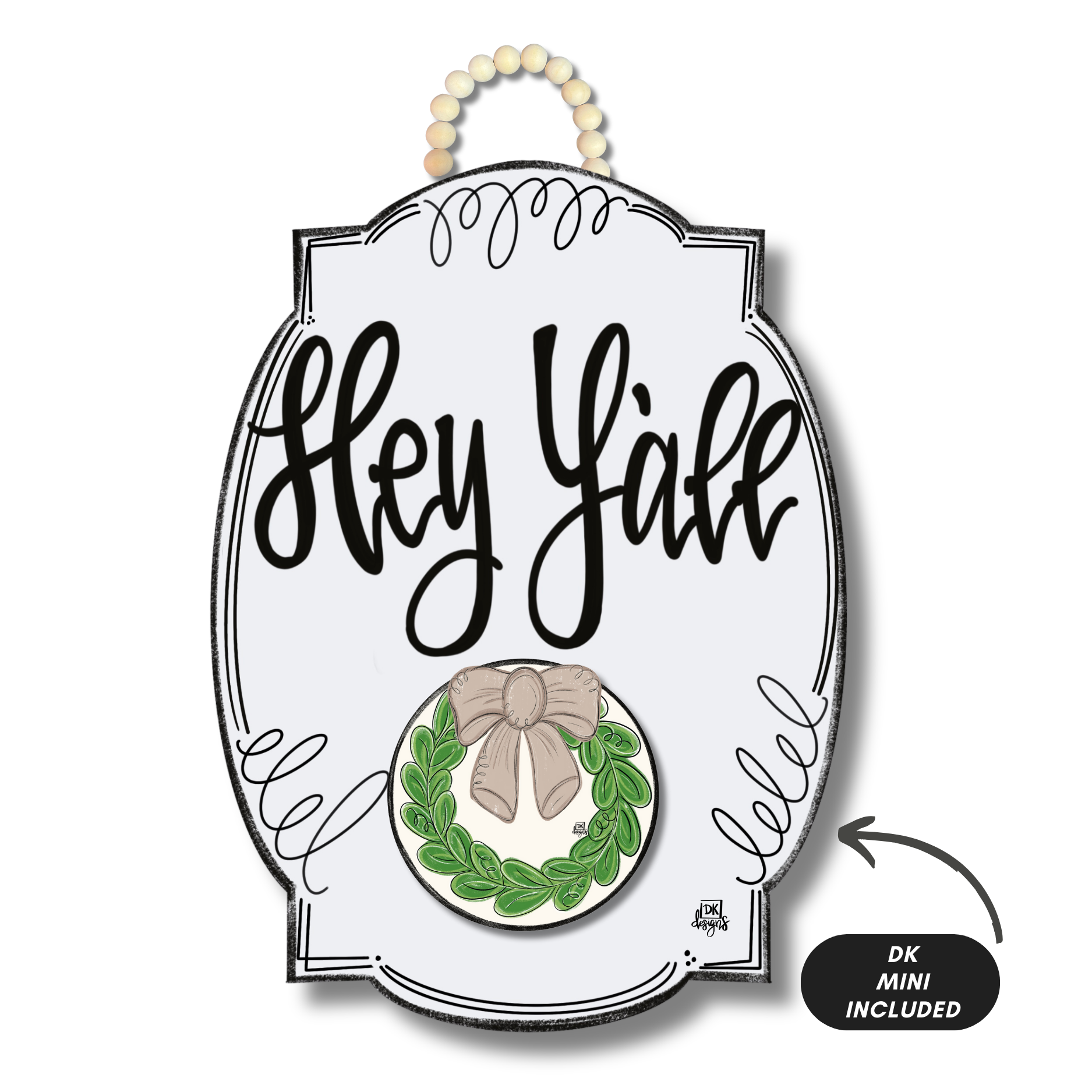 White Bloom "Hey Y'all" Hanger + Mini