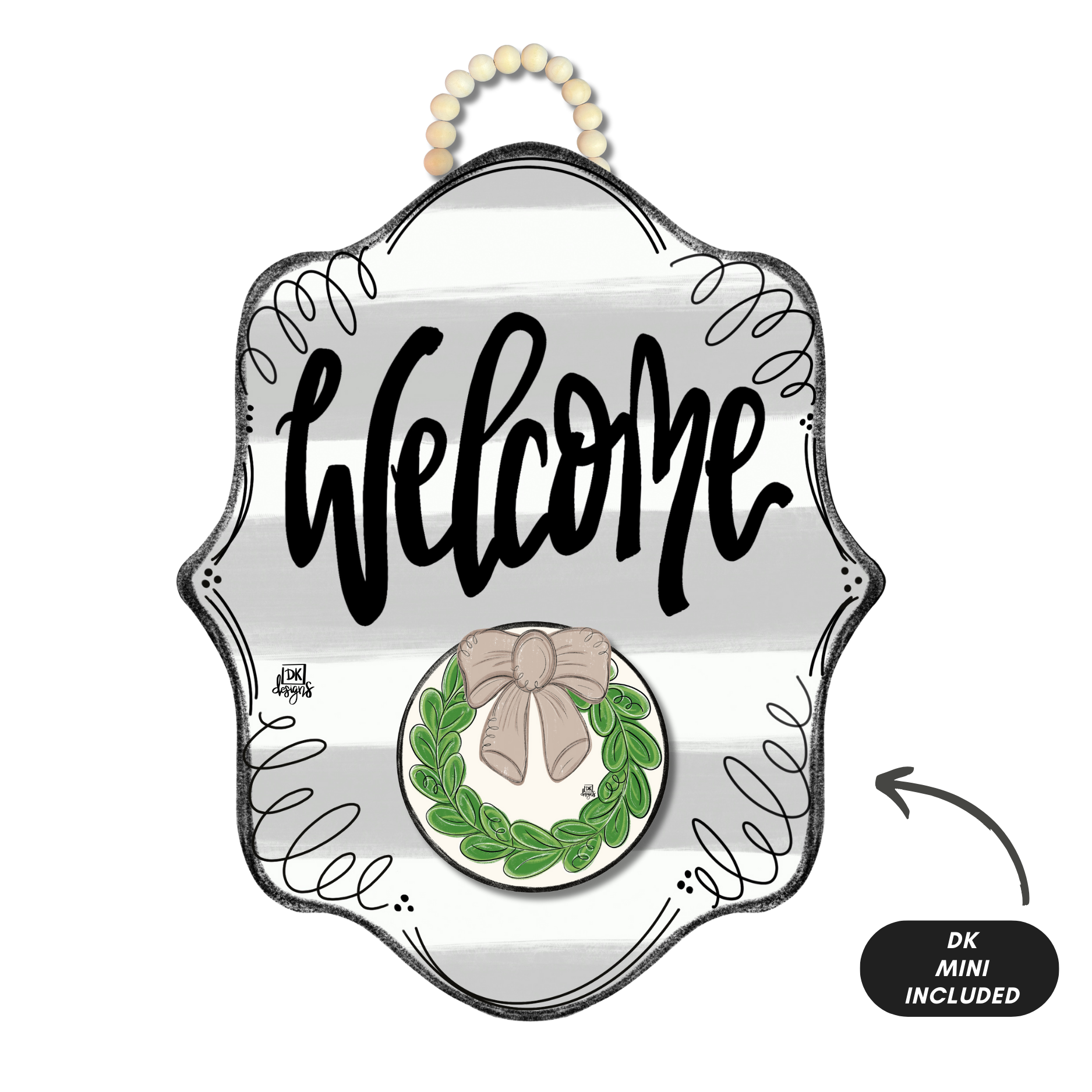 Stripe Bloom "Welcome" Hanger + Mini
