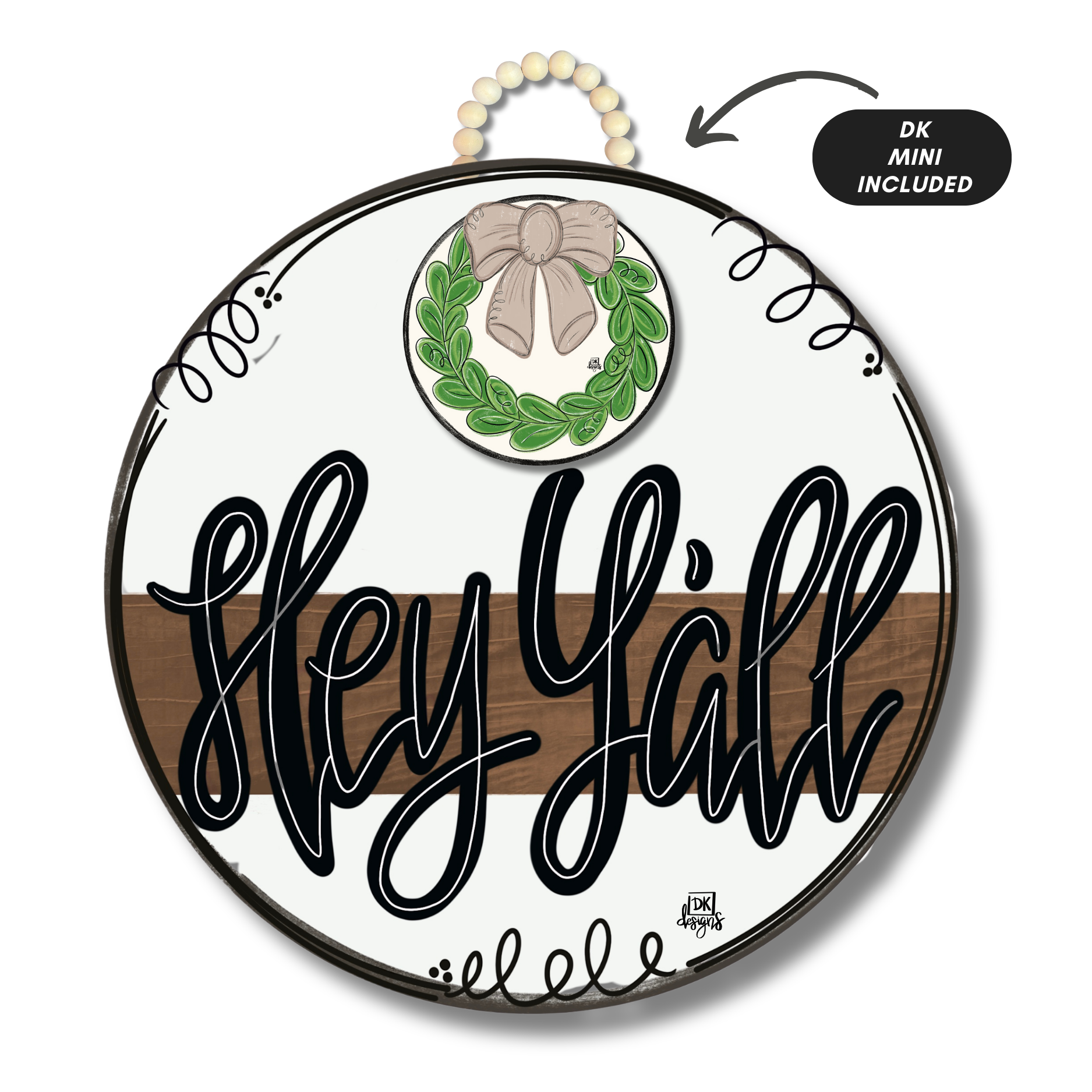 Stained Striped "Hey Y'all" Hanger + Mini