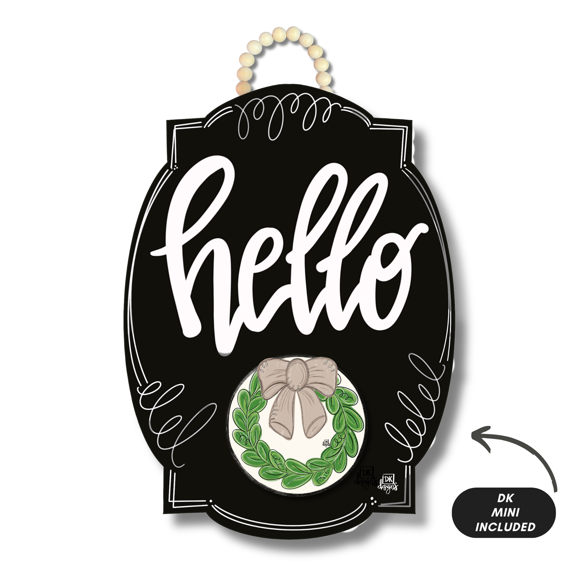 Black Bloom "Hello" Hanger + Mini