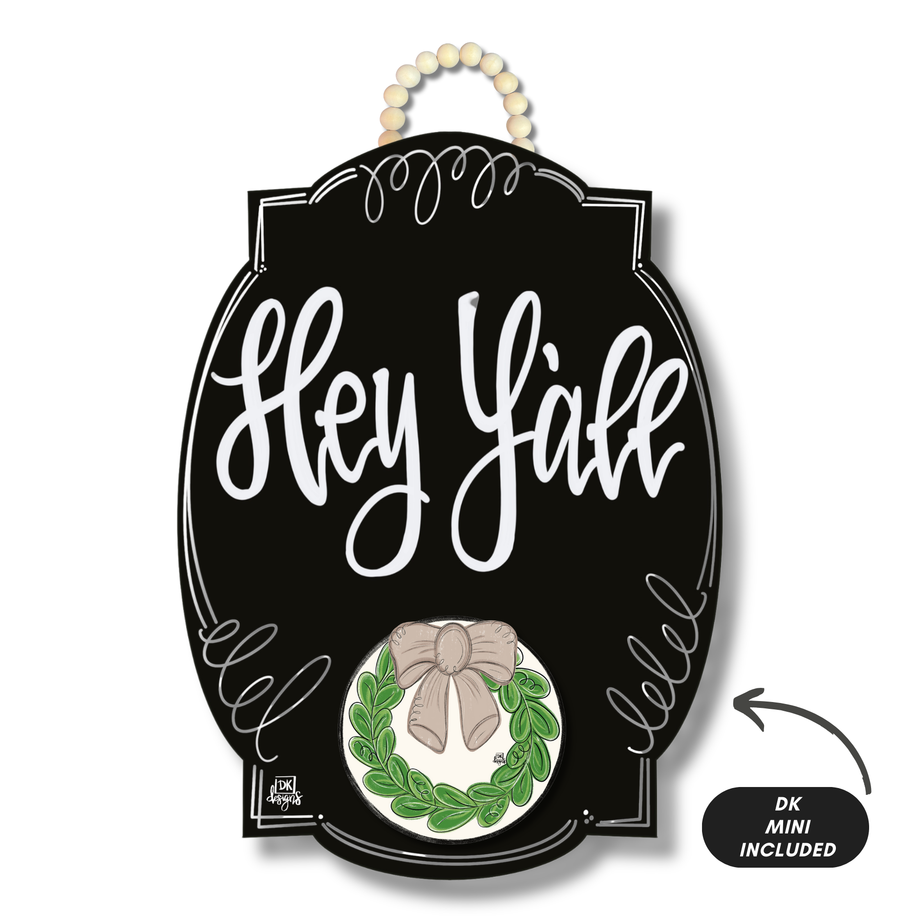 Black Bloom "Hey Y'all" Hanger + Mini