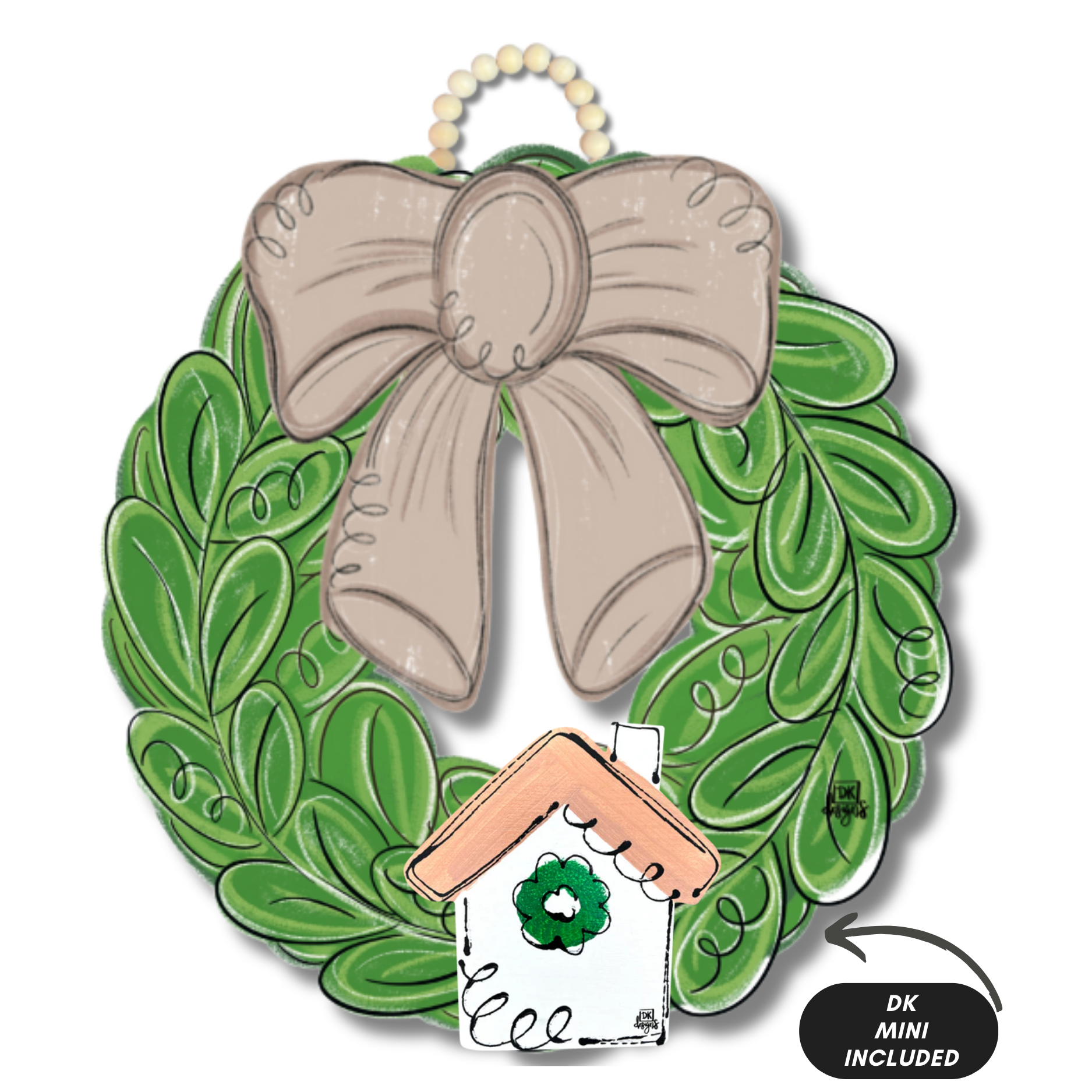 Mocha Bow Wreath Hanger + Mini