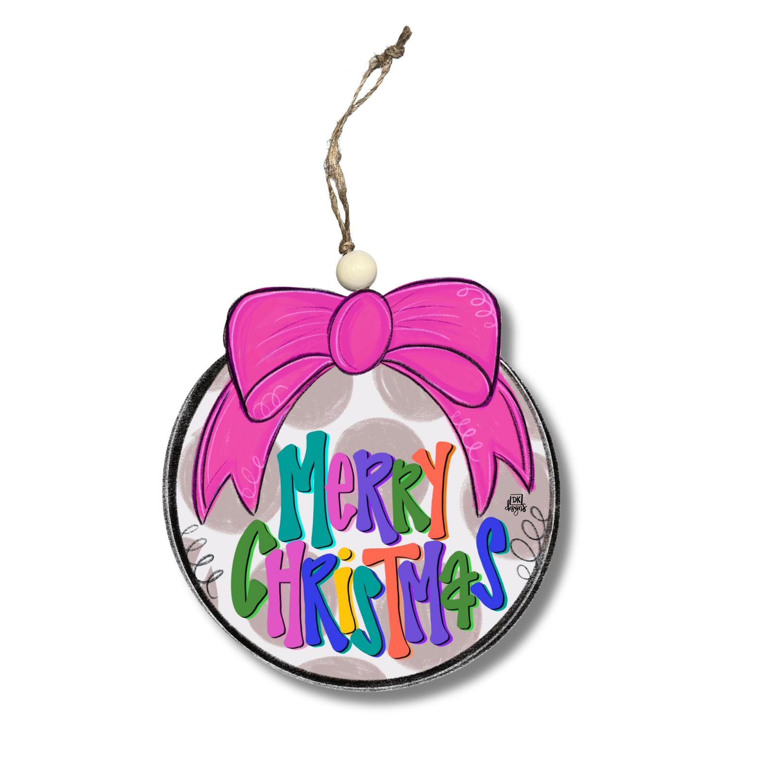 Merry and Bright Bow "Merry Christmas" Ornament
