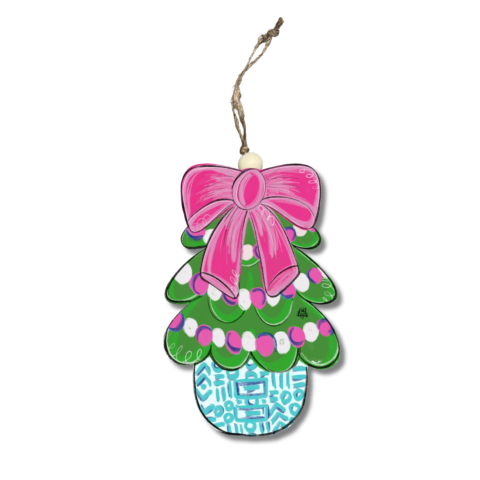 Pink Bow Tree Ornament
