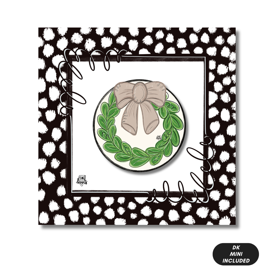 Mini Frame Black and White Dot w/ room for mini